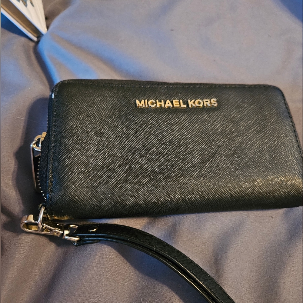 2 Michael Kors Black Leather Wristlets